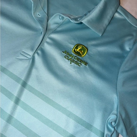 John Deere Classic Polo Shirt Womens M Blue Levelwear Golf Logo Top - Picture 2 of 6